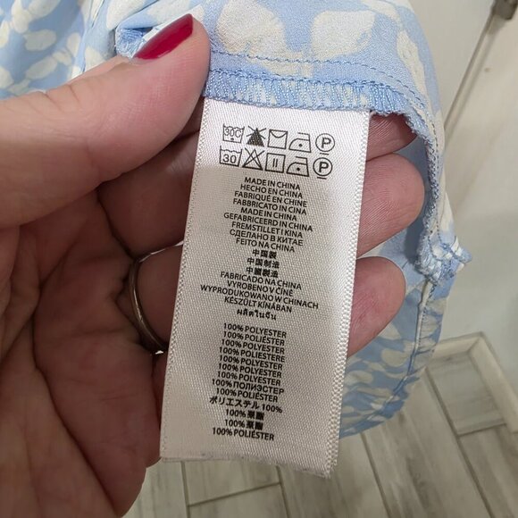 Michael Kors Blue & White Sleeveless Tank Blouse XL | Print Top - Picture 5 of 16